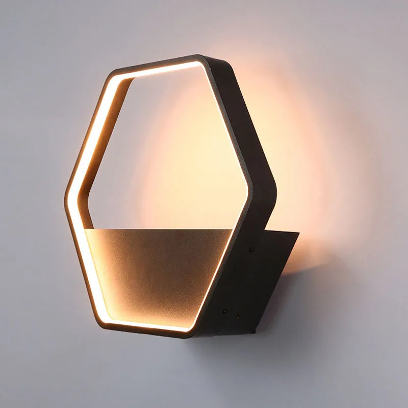 lampe murale moderne hexagonnelle pot intégré lumière chaude marron texture métallique fixée mur