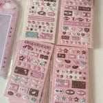 autocollants kawaii adhésifs notes musicales coeurs étoiles fruits géométriques rose blanc marron vert bleu
