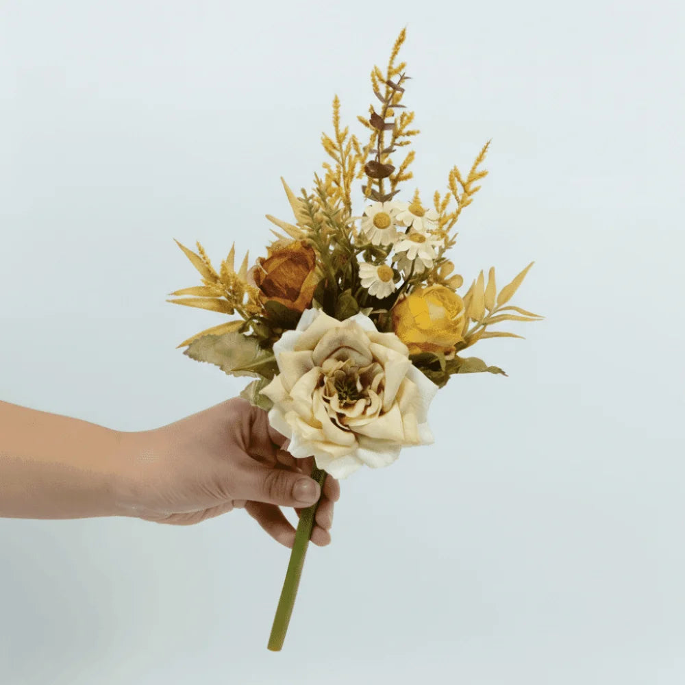 bouquet fleurs artificielles rose beige blanc naturel classique intérieur décoration maison anniversaire mariage