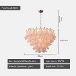 Suspension lumineuse moderne verre blanc translucide chaîne organique 50cm 60cm 80cm lumière froide naturelle