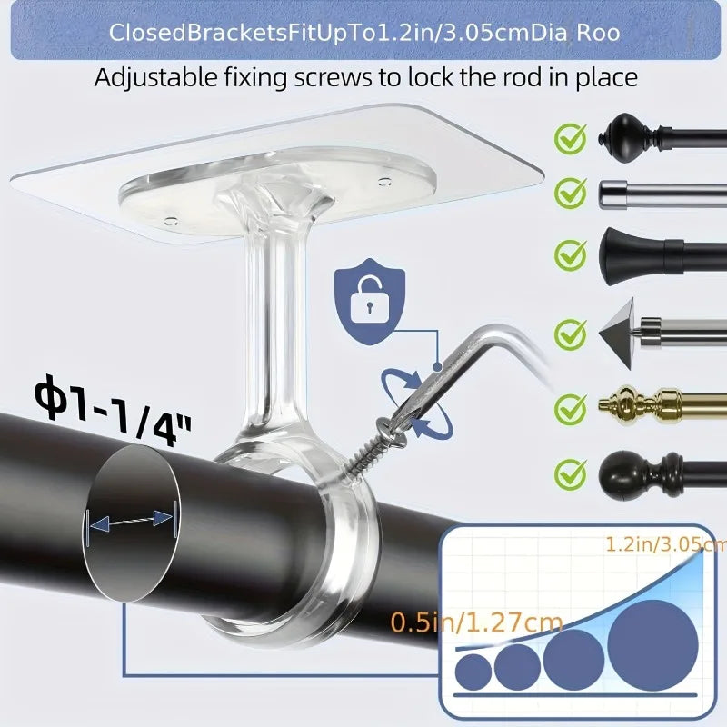supports tringles rideaux adhésifs sans perçage réglables robustes transparents noirs multiples utilisations modernes minimalistes