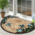 tapis d'entrée moderne vert feuilles antidérapant polyester extérieur salon 40cm 60cm