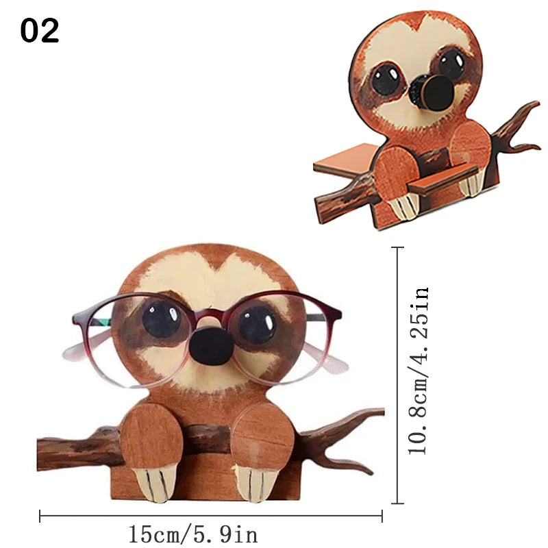 porte lunettes forme animaux pingouin singe bois créatif fonctionnel adhésif