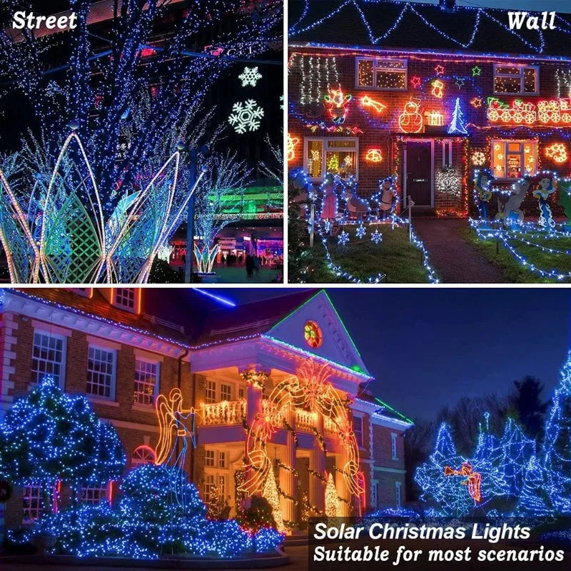 guirlande lumineuse solaire multicolore moderne modes ip67 étanche 300 led 33m