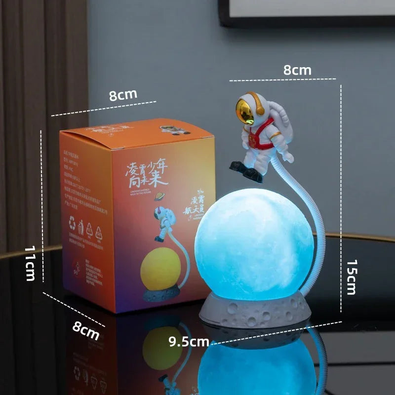 lampe led veilleuse astronaute lune chambre enfant blue orange moderne