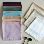 serviettes carrées tissu lin texturé rose lilas gris beige blanc ciel vert bordeaux rustic