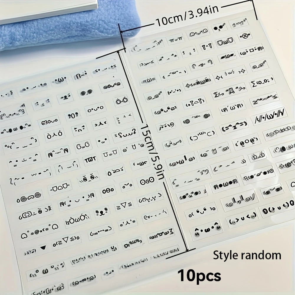 autocollants transparents bleu clair divers symboles expressions adhésifs minimaliste journal album 10pcs