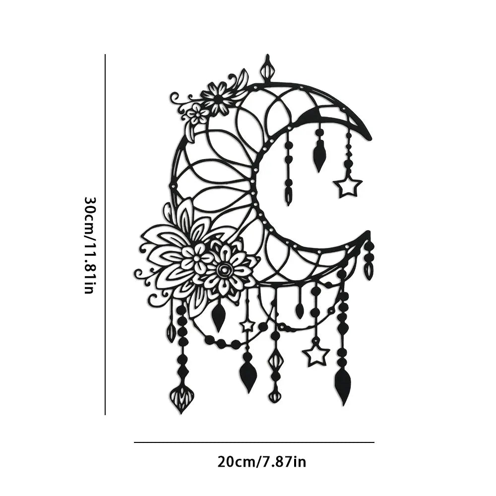 décoration murale boho chic motif floral géométrique noir ornement suspendu moderne