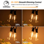 guirlande lumineuse solaire 25ft blanc transparent ampoules filament vintage clips