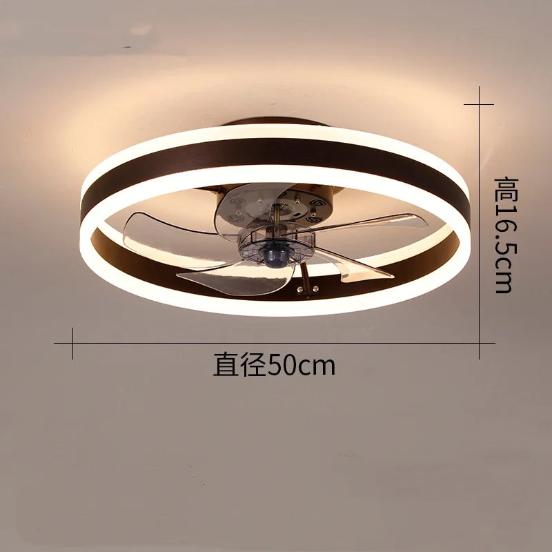 ventilateur moderne led blanc or noir texture cristal transparent télécommande lumière variable