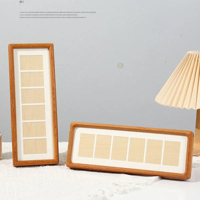 Cadre photo triptyque bois massif 6 grilles jaune