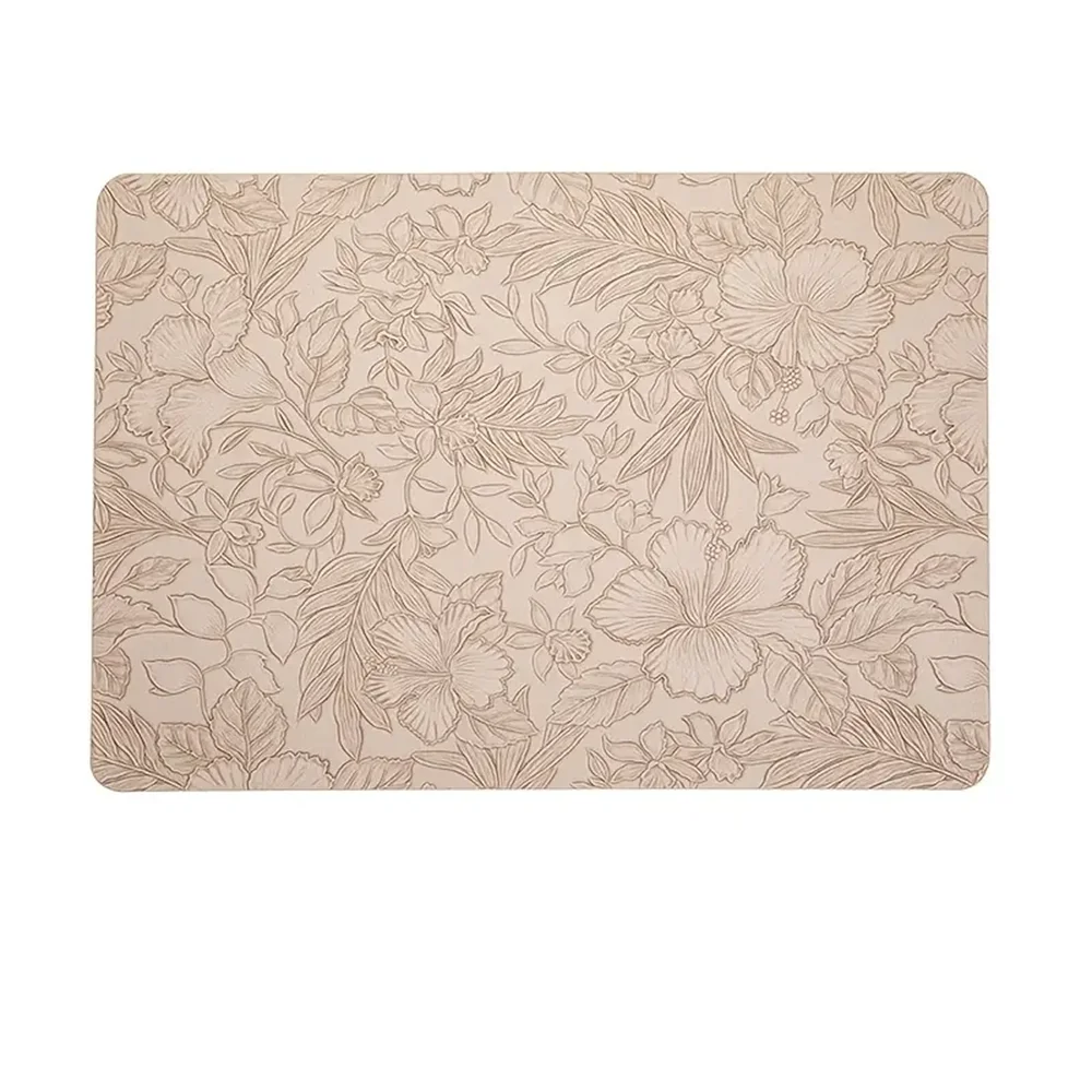 tapis table moderne fleurs feuilles noir marron beige gris vert bleu respectueux environnement 43x30cm