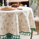 nappe ronde fleur motif floral franges rustique table decoration naturelle vintage chambre mariage