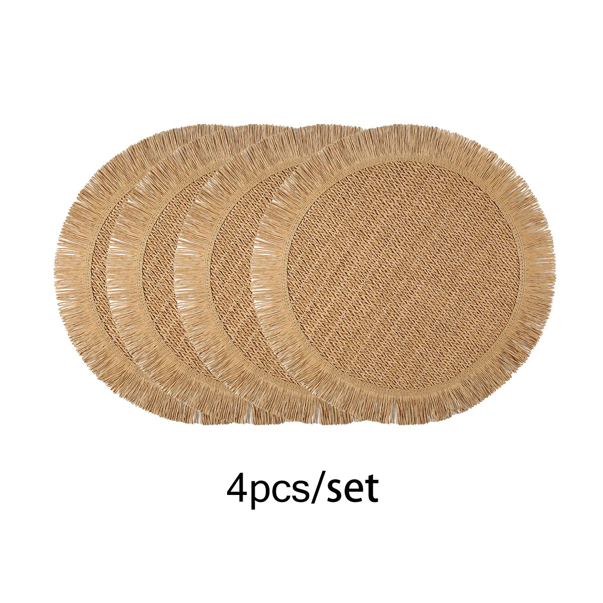 Napperon rond en papier tissé de couleur orange décorant une table