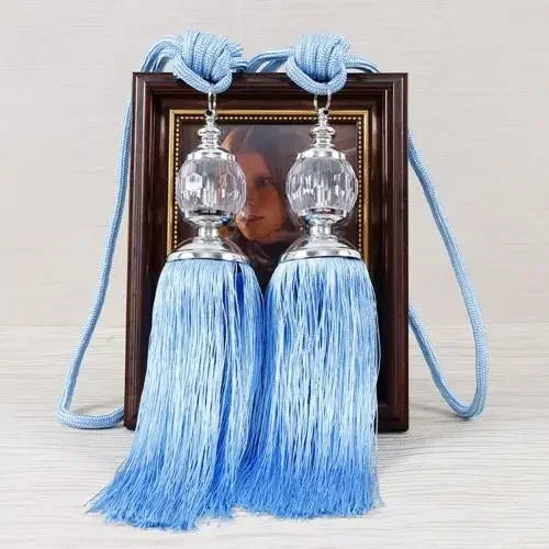 pompons rideaux coton bleu beige doré rose rouge tissu frisé opaques classiques cordons