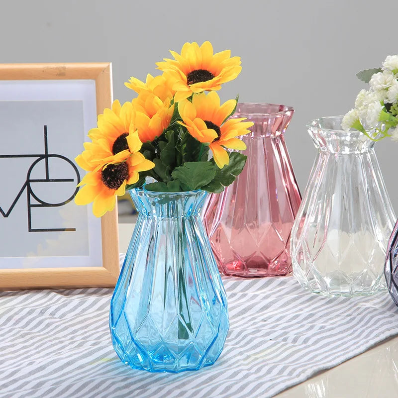 vases verre transparent diamant rose bleu gris vert moderne