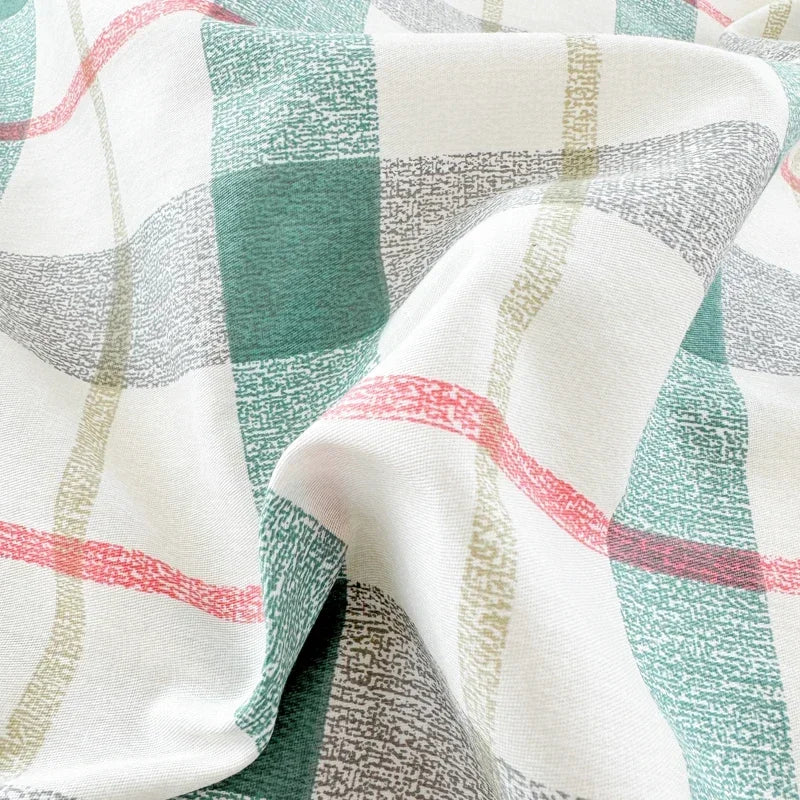 Housse de couette 100% coton rayée verte pour lit queen size