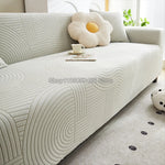 housse canapé beige clair rayures ondulées polaire élastique moderne salon fauteuil coussin décoratif