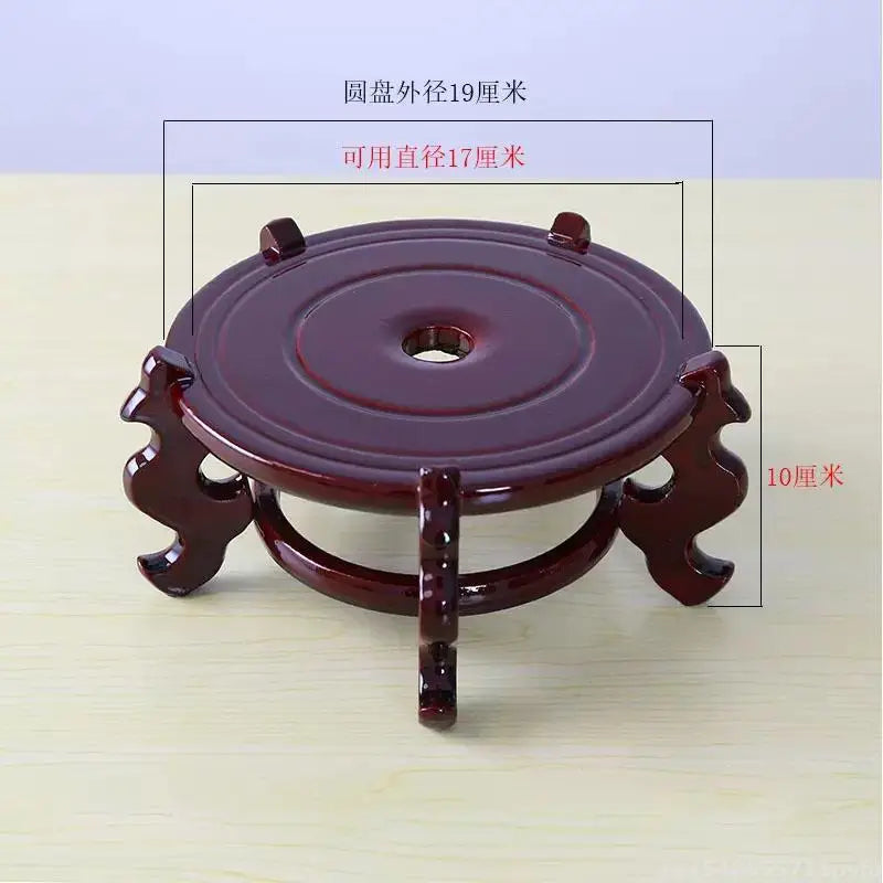 support plante bois naturel sculpté main marron foncé classique orné deco étagère cuisine serre