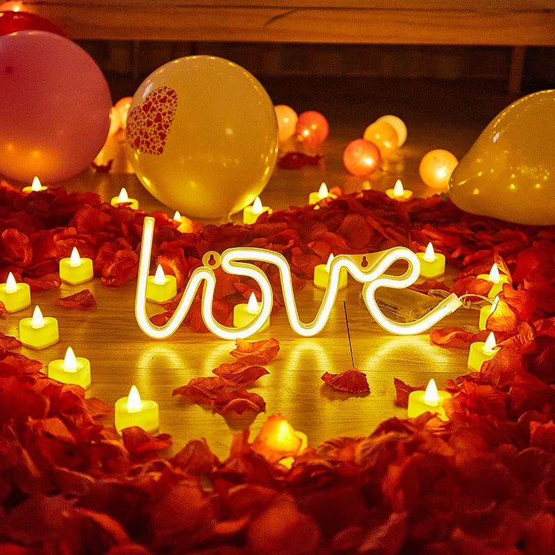 néon led cœur love couleur variée décoration intérieure moderne cadeau chambre coucher