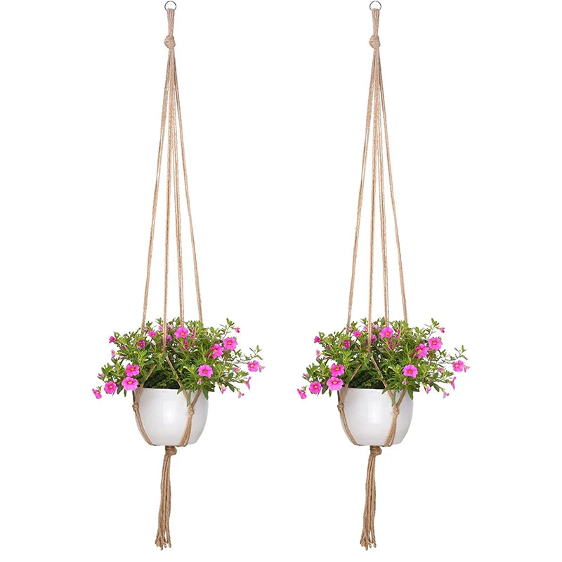 support plante suspendue macramé boho fibre végétale beige blanc noir artisanal