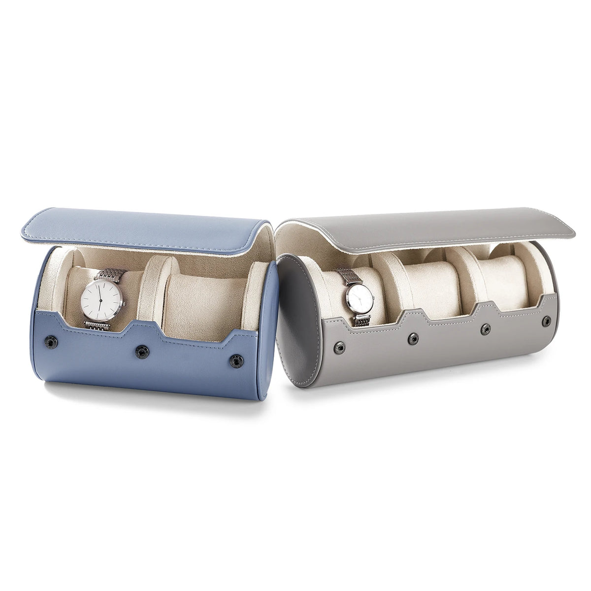 boîte montres cuir simili bleu clair moderne slots rangement voyage