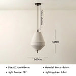 Suspension lumineuse moderne tissu toile lin beige gris clair minimaliste salon restaurant chambre