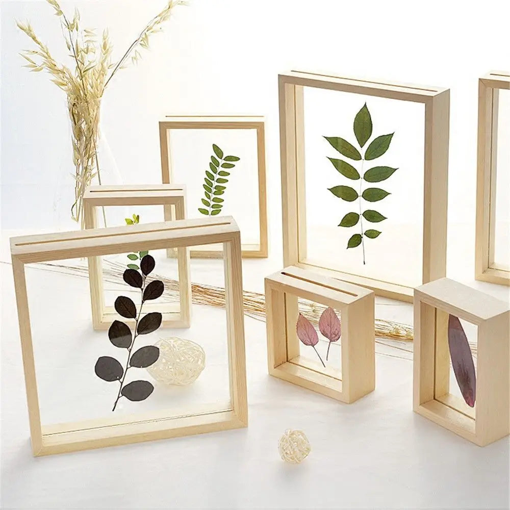 cadres photo bois transparent minimaliste rustique nature deco intérieure vintage feuilles sèches