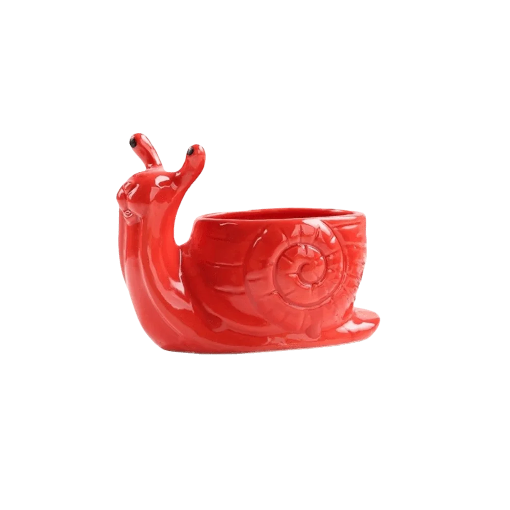 cache pot escargon sculpté créatif animalier jaune vert bleu rouge blanc maison