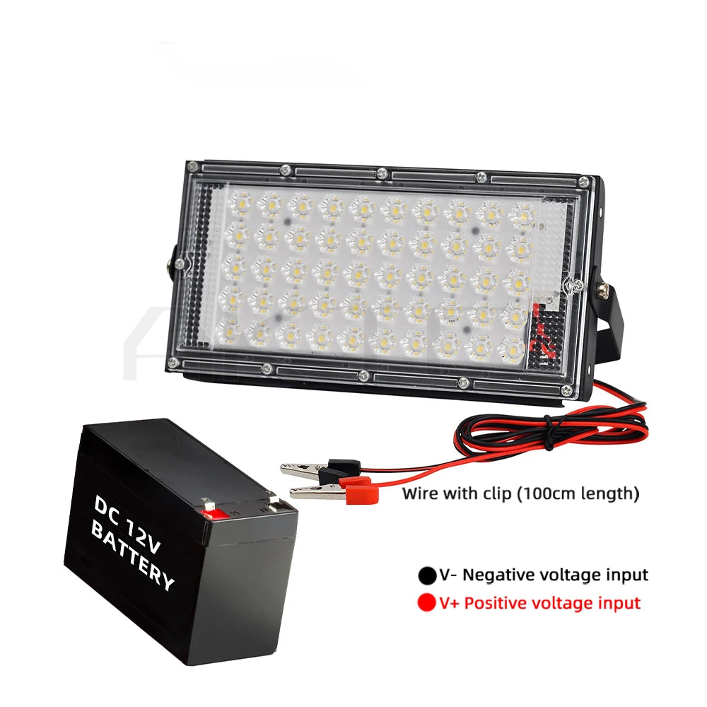 projecteur led noir moderne ip65 12v dc batterie cable clips 50w 3000k 6500k