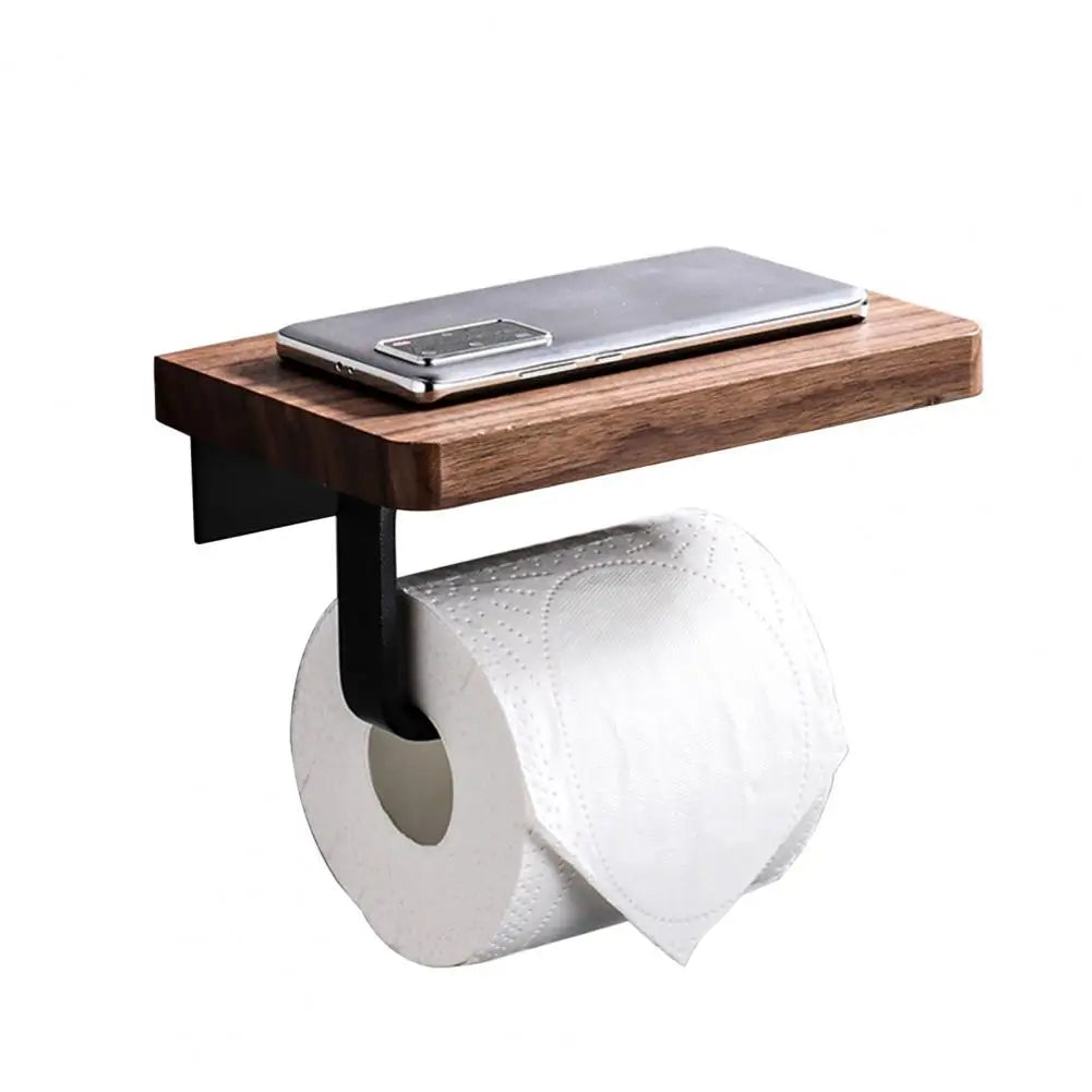 support mural moderne porte rouleau papier toilette tablette téléphone lunettes montre blanc texture bois