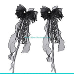 ruban décoratif soie blanc noir dentelle élégant classique moderne fenêtre attache pompon translucent