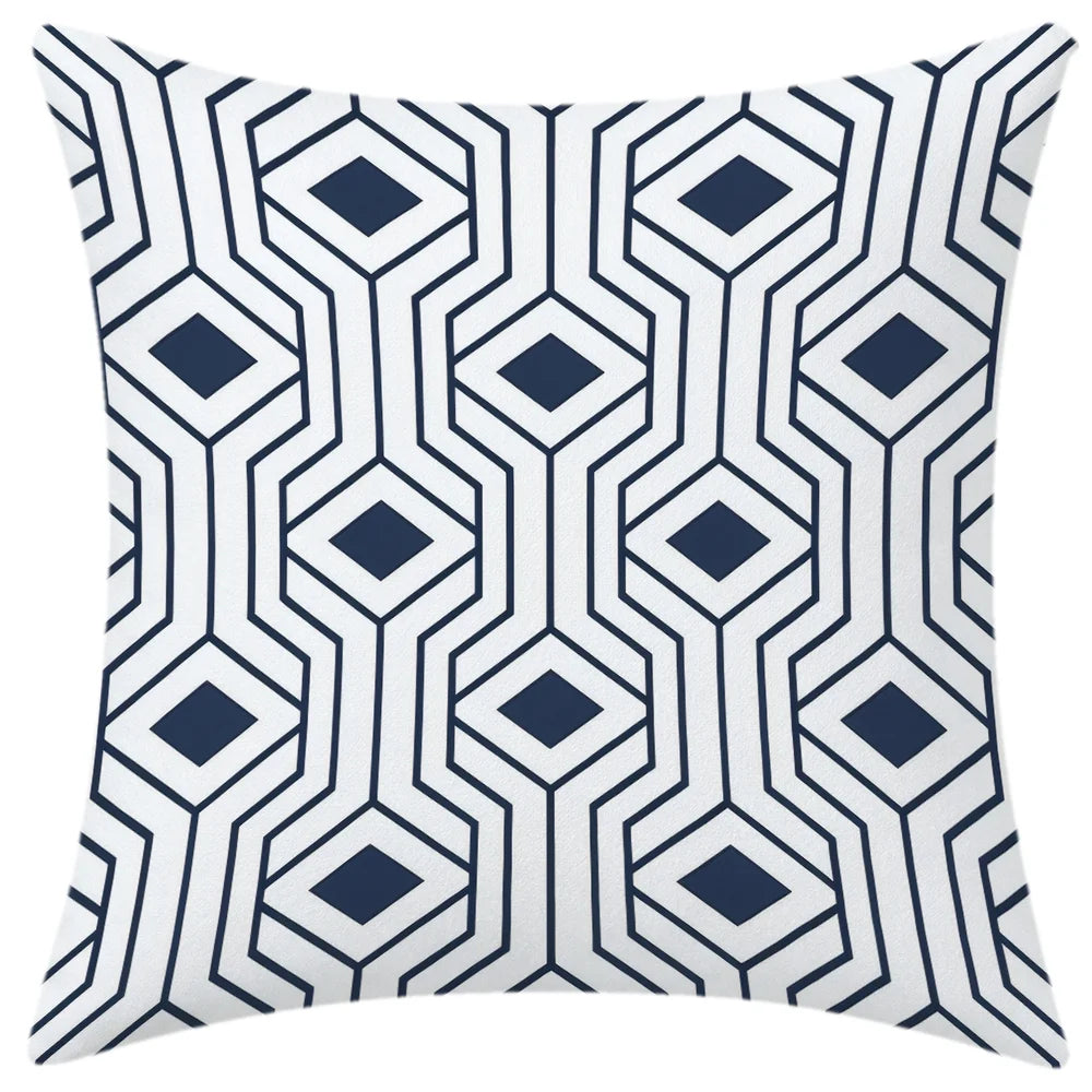lot housses coussin géométriques bleu marine canapé salon chambre moderne