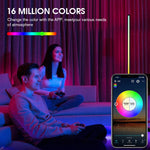 lampe sol rgb moderne multicolore télécommande application mobile pied triangle