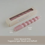 bougies parfumées vert pastel jaune rose blanches twistées moderne support nœud anniversaire décoration maison