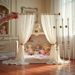 rideau blanc classique rayures geometrique tringle plastique miniature poupée accessoire maison jouet
