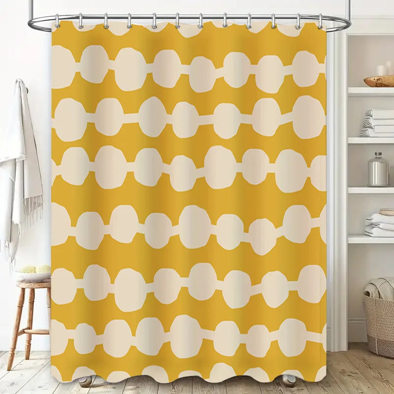 rideau douche jaune moderne motif cercles polyester respectueux environnement 180x180cm opaque annuaux suspension
