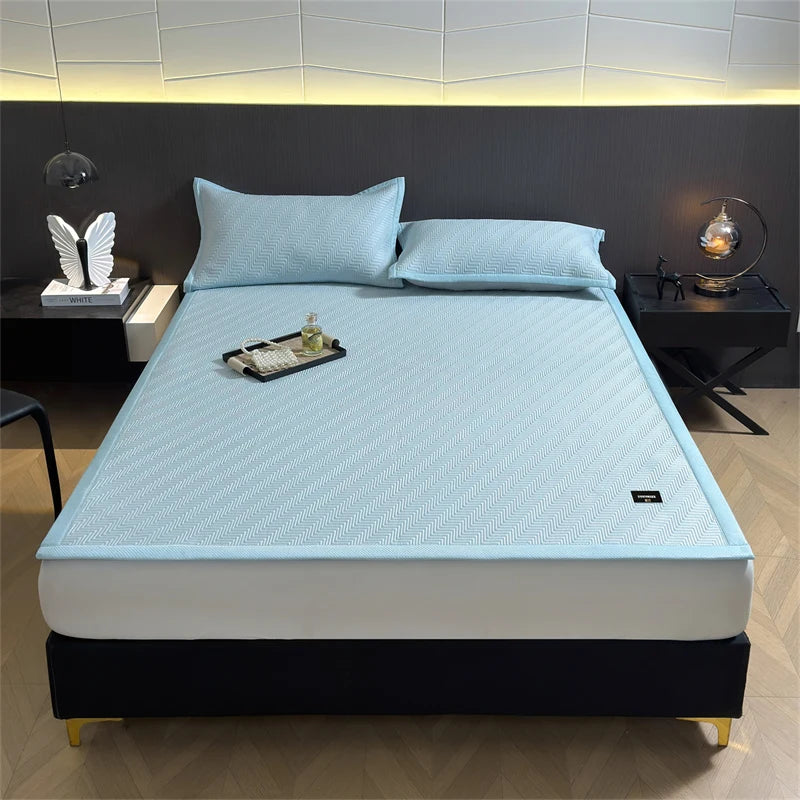 matelas rafraîchissant bleu rayures diagonales tissu pe anti bactéries air perméable lit simple double
