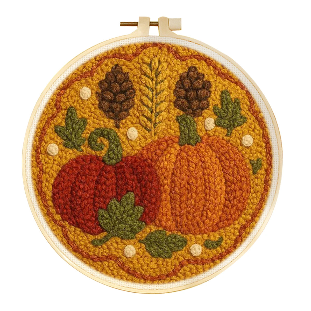 kit broderie punch needle débutants motif floral aiguille fil tissu multicolore artisanal instructions anneaux
