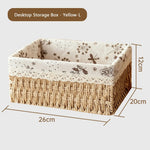 paniers rangement tissu imprimé floral dentelle rustique beige marron clair réutilisable stockage maison jouets