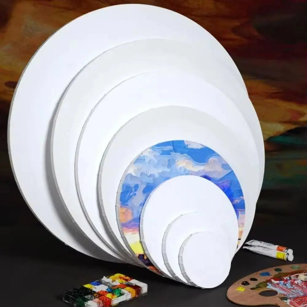 toile peinte artistique blanche toile tendue pinceaux palette peinture couleurs variées boîte peinture pot