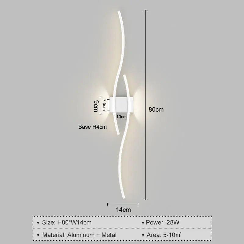 applique murale led moderne blanche dorée ondulé éclairage chambre cuisine étude entrée