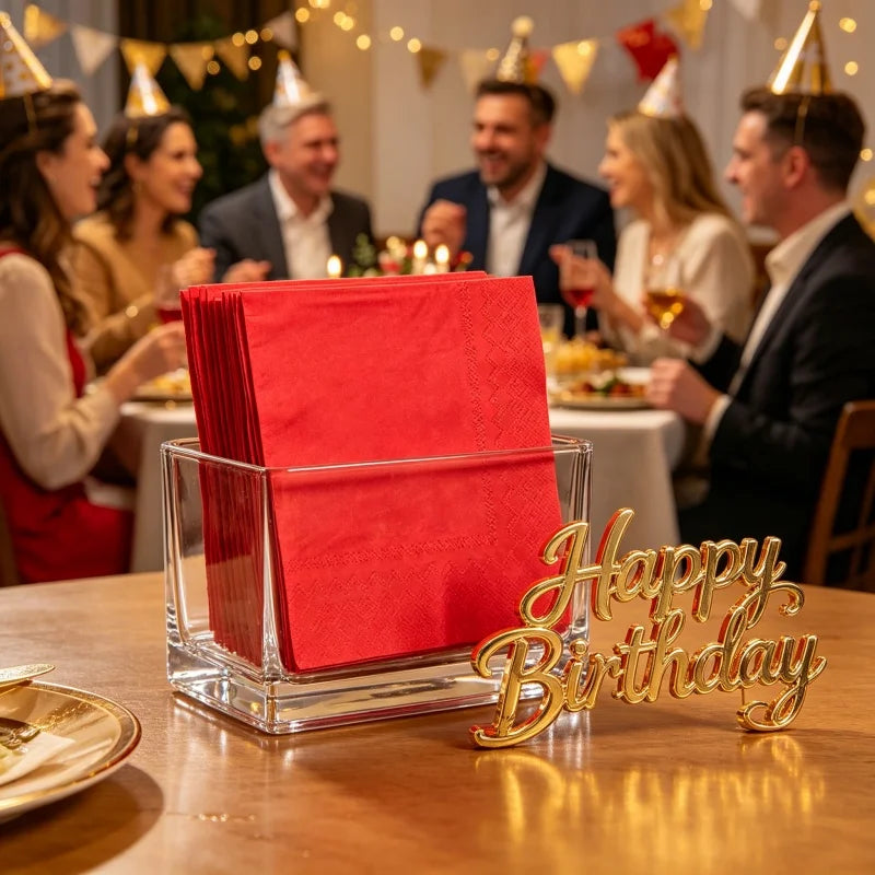 serviettes papier jetables rouges anniversaire décoration table vaissible occasion fête mariage baptême événement