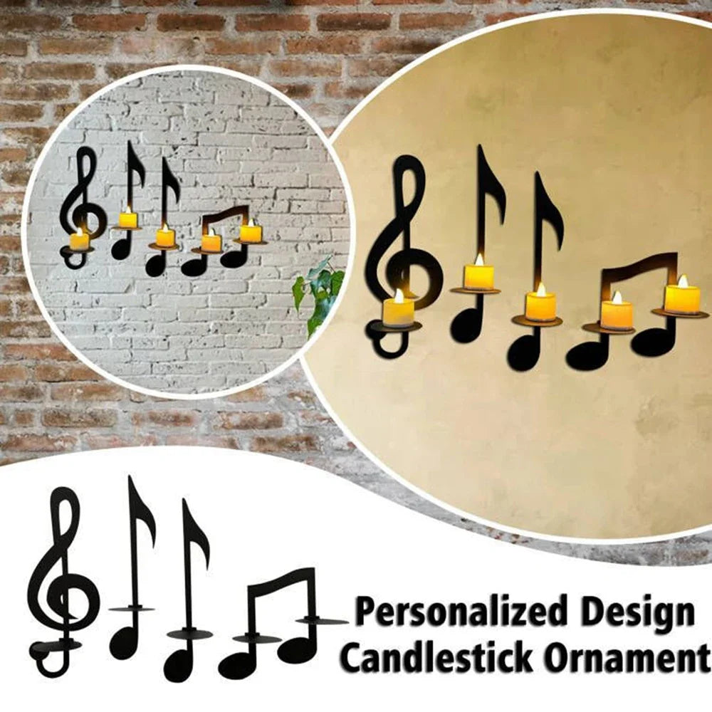 support bougies moderne noir notes musicales bougies non fournies chambre salon decoration murale française