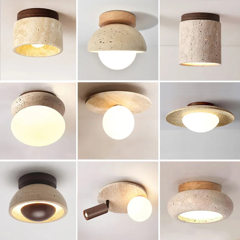 lampe bois marbre éclairage quotidien moderne rustique beige brun foncé pierre naturelle opacité e27