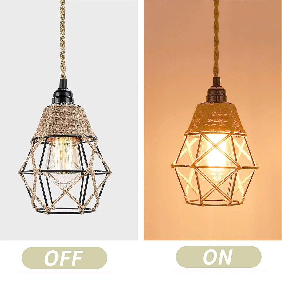 Détail de la corde de chanvre et de la douille en cuivre du câble suspension