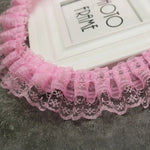 ruban dentelle fine rose clair rouge bleu clair vintage romantique fronces polyester 4.5cm