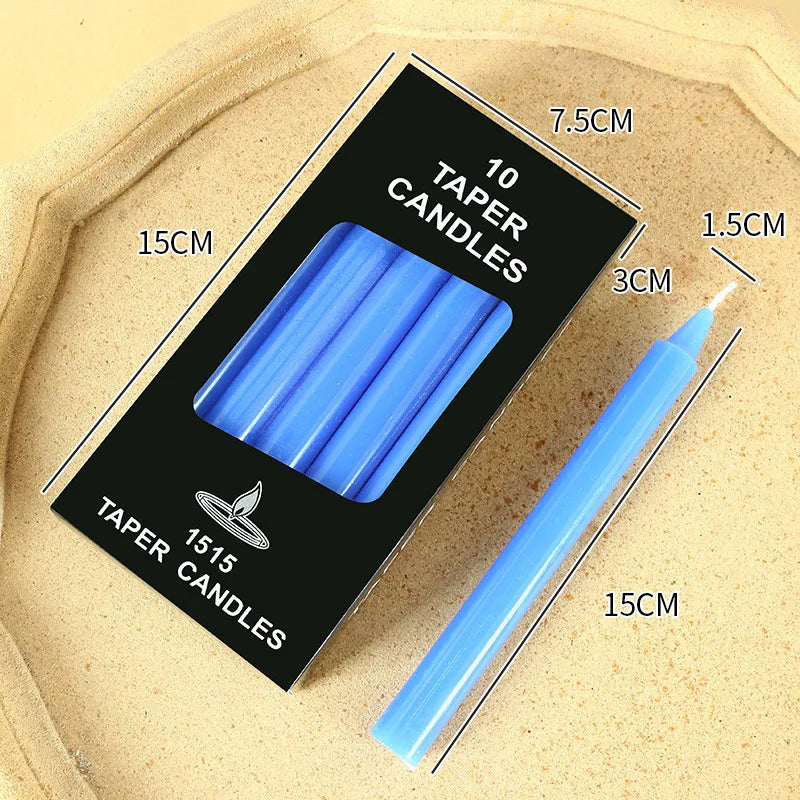 bougies parfumées boîte 10 pièces rouge blanc jaune rose orange bleu vert marron noir