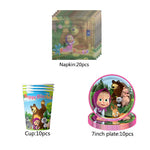 ensemble vaisselle jetable masha ours assiettes gobelets serviettes anniversaire enfant cartoon