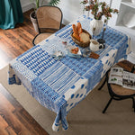 nappe bohème bleu géométrique imperméable coton polyester table extérieur hiver été printemps festive